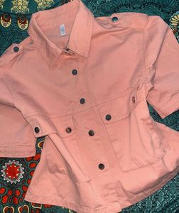 Korean Stylish Peach Cropped Jacket