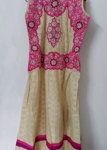 Pink and Beige Anarkali Kurta
