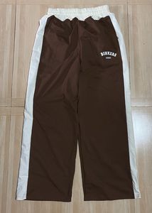 Brown & White Striped Track Pants
