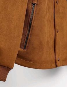 Zara Brown Faux Suede Bomber Jacket