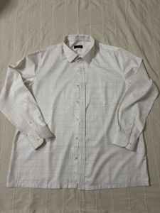 MEN WHITE CHECK FULL SLEEVES FORMAL SHIRT