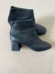 Stylish Black Leather Ankle Boots