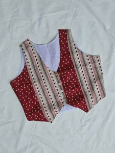 Handmade  Red &amp; Cream Patterned Vest Top