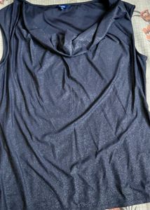 Sparkly Sleeveless Cowl Neck Top