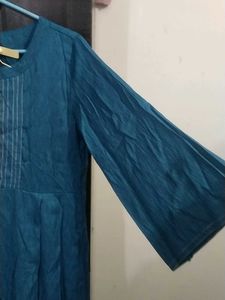 blue long dress frock