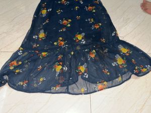 Chic Floral Navy Blue Dress