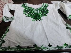 Embroidered White Short Kurti
