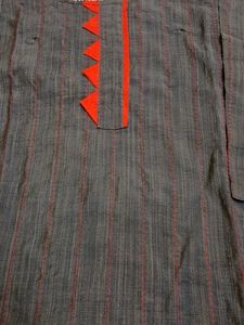 Stylish Grey Kurta with Red Accents