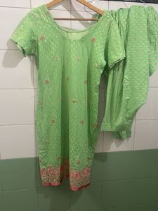 Green Embroidered Kurta Set