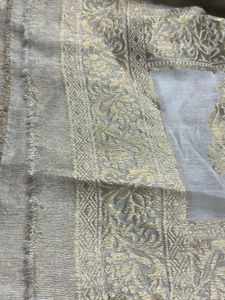 White &amp; Gold Banarasi dyeble viscos dupatta