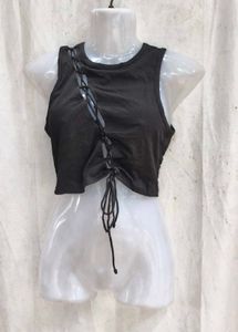 I. Chic Black Lace-Up Crop Top
