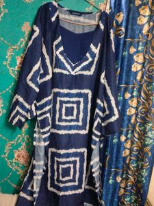 Boho Blue & White Printed Kurta with plazoo