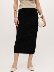 Mango women Black Knit Pencil Skirt