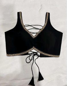 Black Lace-Up Blouse
