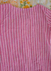 Pink Striped Cotton Kurta