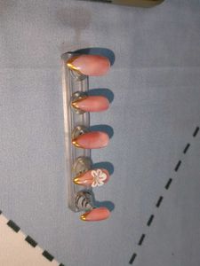 Press-On Nails with Gold French Tip