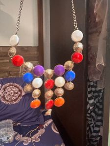 Bold Multicolor Statement Necklace with Gold-Tone