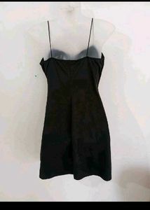 Sleek Black Spaghetti Strap Mini Dress