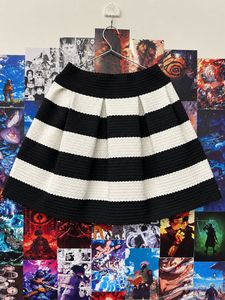 Chic Black &amp; White Striped Skater Skirt