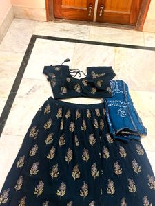 Embroidered Teal Lehenga Choli Set