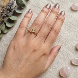 Delicate Flower Ring with Zircons