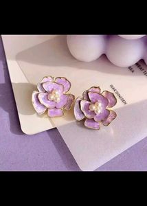 Purple Camellia statement Earrings