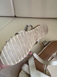 White &amp; Gold Platform Sandals