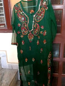 Embroidered Green Kurta