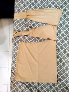 Beige Strapless Bodycon Mini Dress🤎
