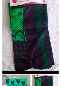 Green Polka Dot Saree Fabric