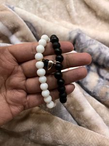 Magnetic matte black and white Couple Bracelets