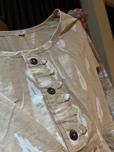 Women's Beige Printed Kurta
