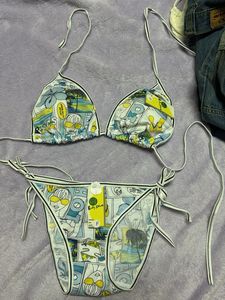 Cute Comic Print Bikini Set Free size