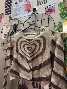 Brown Heart Print Long Sleeve Top
