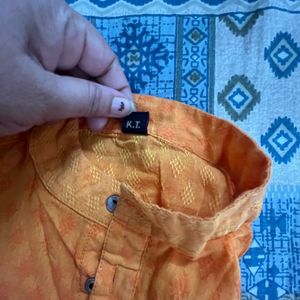 Men's Orange Kurta Set