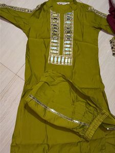 Olive Green Embellished Dhoti Pants 28 to 32