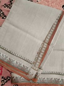 Elegant Grey Saree with Floral Border