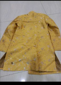 Yellow Brocade Kurta with Dhoti Pants