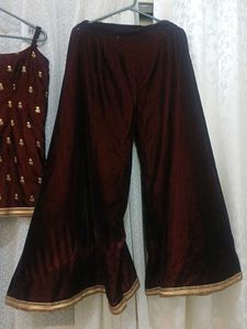 Maroon Velvet sharara set