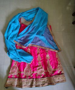 pink blue lehenga choli