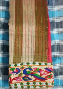 Free 3 Blouse Pieces Premium Self Woven Red Saree