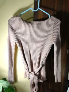 Ribbed Wrap Front Sweater