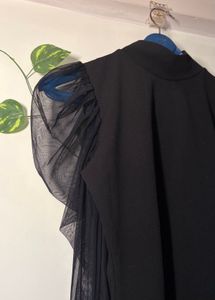 Chic Black Tulle Sleeve Top