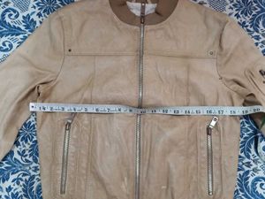 Men's Tan Leather Bomber Jacket