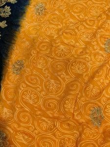 Elegant Yellow &amp; Black Embroidered Saree