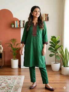 Green cotton silk Kurta Top