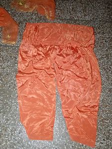 Orange  silk salwar kameez set with dupatta