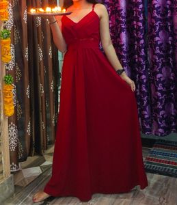 Elegant Red Full-Length One Piece
