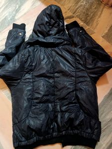 Warm Black Hoody Puffer Jacket