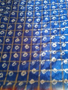 Blue &amp; Red bandhani Saree